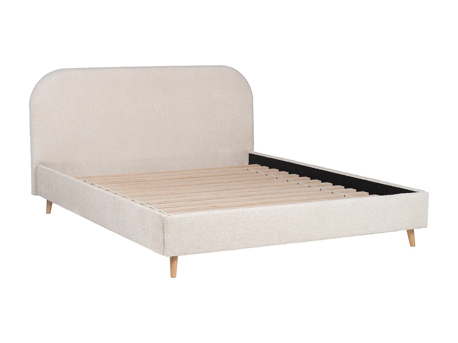 Letto 140 x 190 cm Tessuto Effetto bouclette Écru - SANTADI
