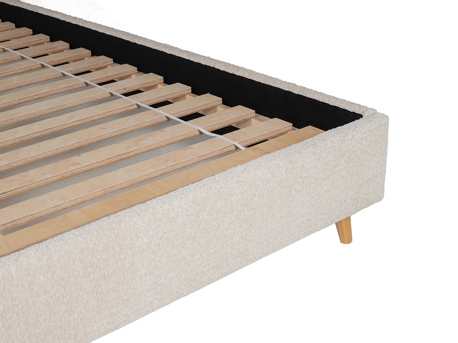 Letto 140 x 190 cm Tessuto Effetto bouclette Écru - SANTADI