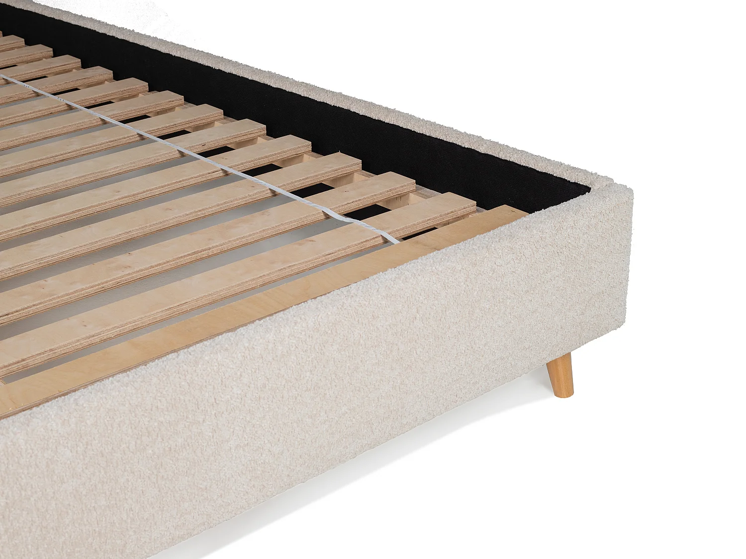 Bed 160 x 200 cm - Stof met kruleffect - Ecru - SANTADI