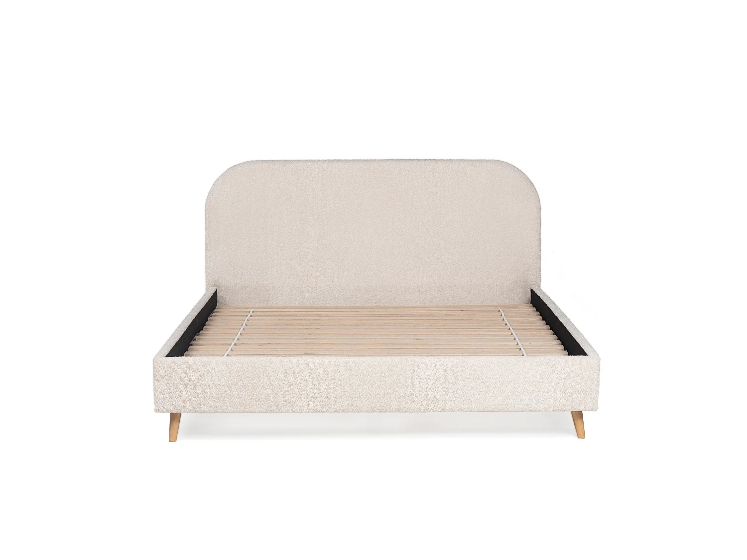 Bed 160 x 200 cm - Stof met kruleffect - Ecru - SANTADI