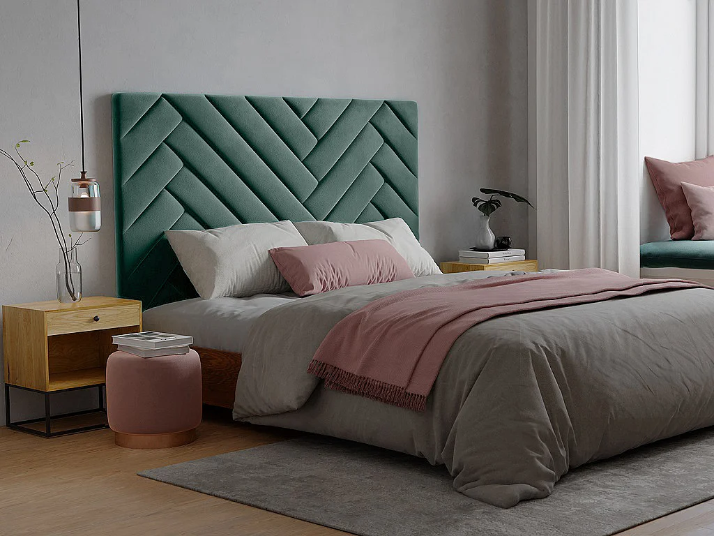 Tête de lit 170 cm - Velours - Bleu canard - SUKIALI