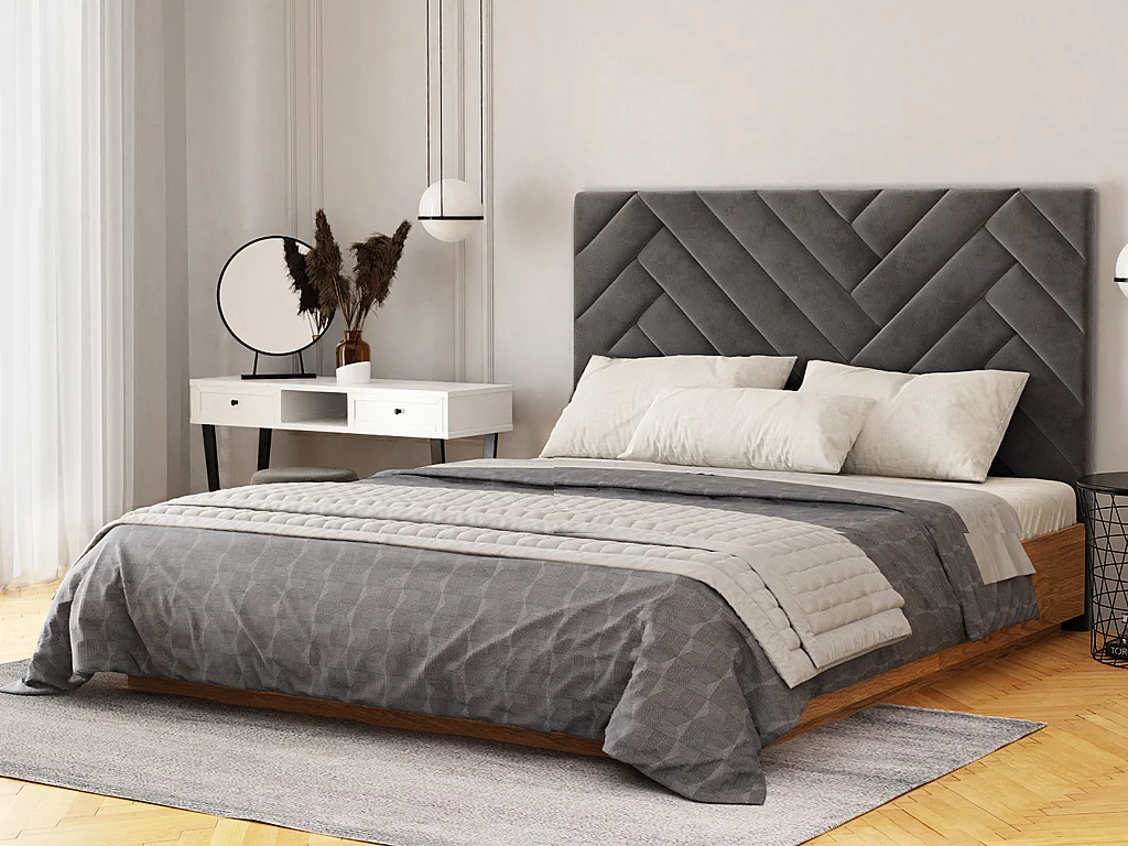 Tête de lit 170 cm - Velours - Gris - SUKIALI