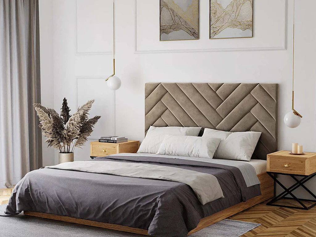 Testata 160 cm Velluto Beige - SUKIALI