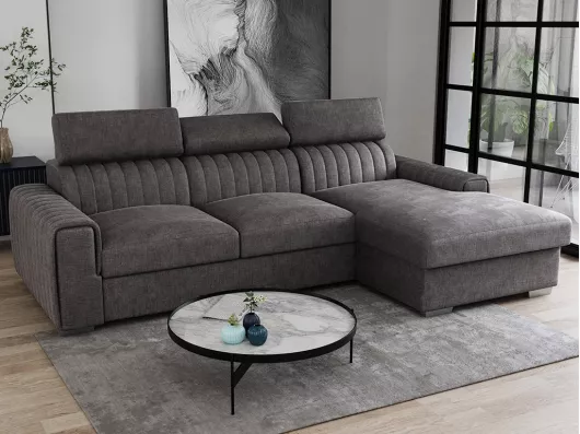 Kauf Unique Ecksofa mit Schlaffunktion - Ecke Rechts - Stoff - Anthrazit - LARICA