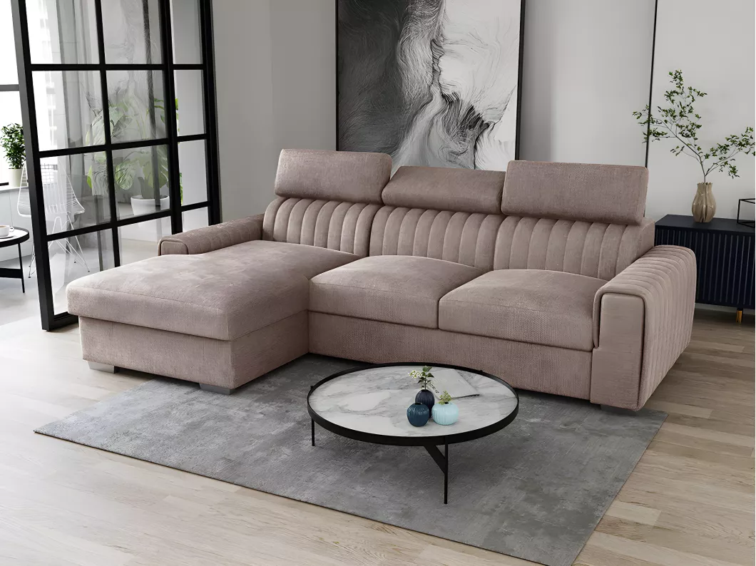 Kauf Unique Ecksofa mit Schlaffunktion - Ecke links - Stoff - Taupe - LARICA