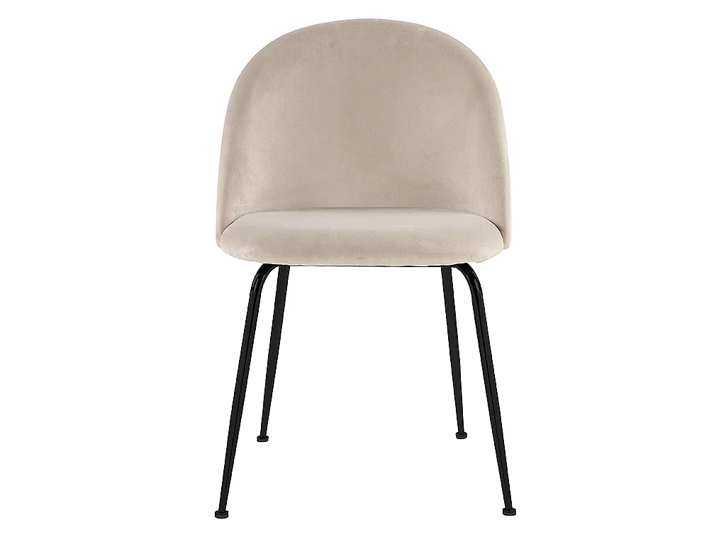 Juego de 6 sillas MELBOURNE - Terciopelo y metal negro mate - Beige