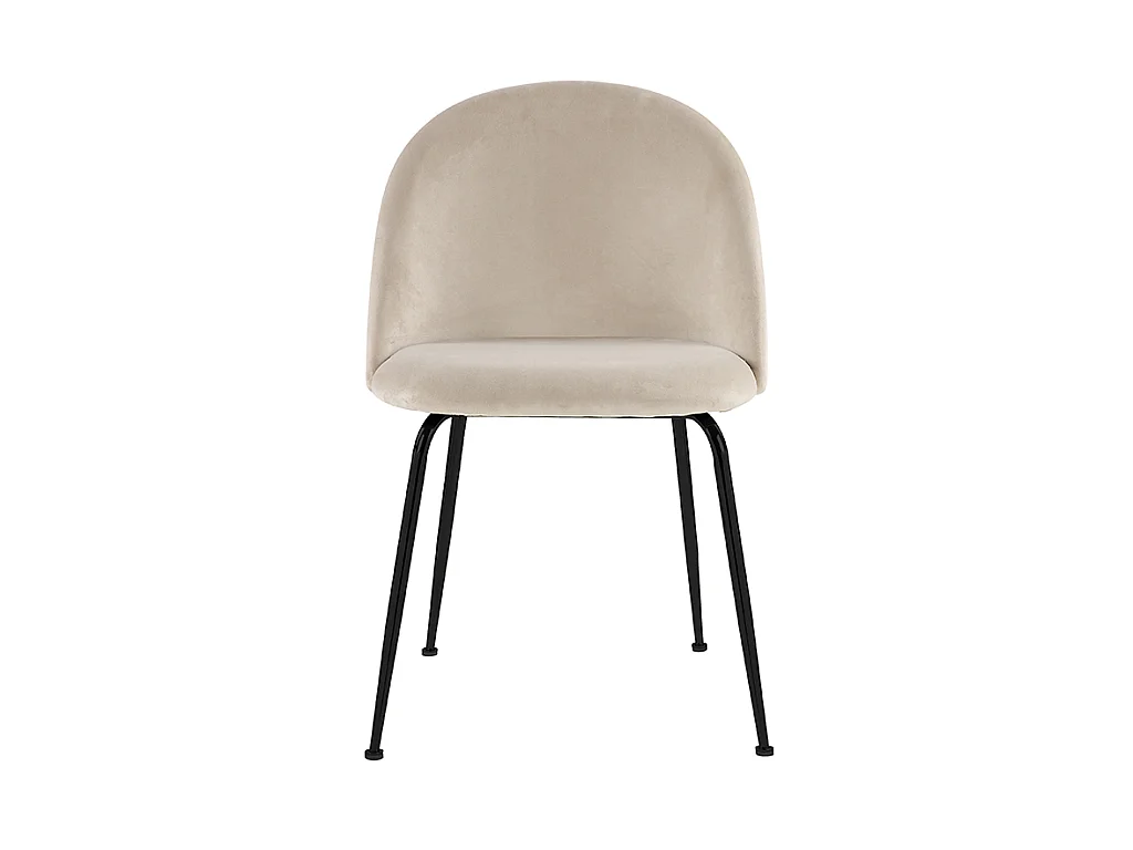 Sedia Velluto e Metallo Nero Opaco Beige - Lotto di 6 - MELBOURNE