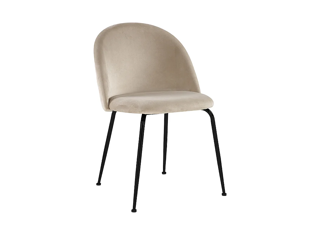 Sedia Velluto e Metallo Nero Opaco Beige - Lotto di 6 - MELBOURNE