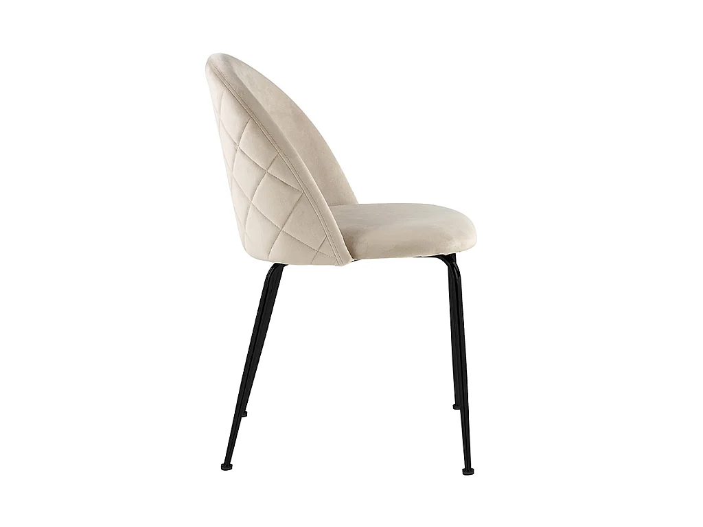 Sedia Velluto e Metallo Nero Opaco Beige - Lotto di 6 - MELBOURNE