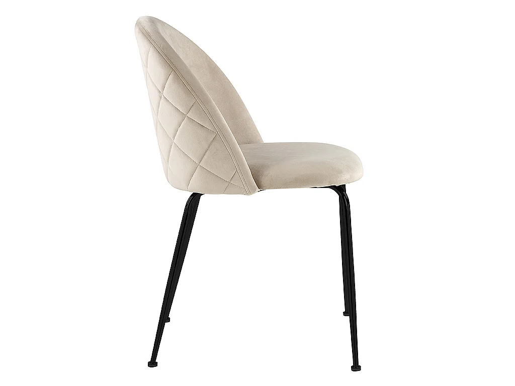 Lot de 6 chaises en velours et acier inoxydable noir - Beige - MELBOURNE