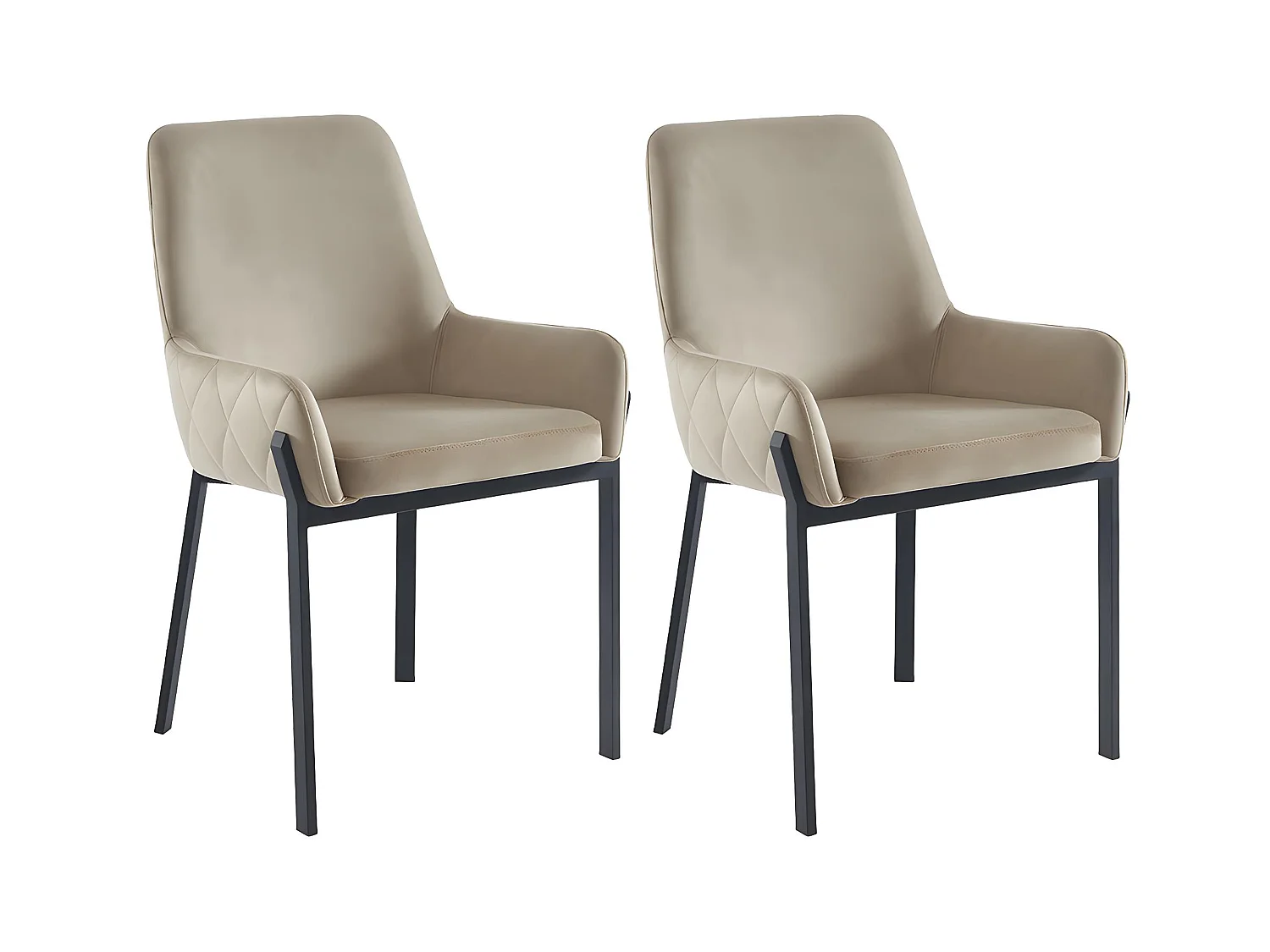 Juego de 2 sillas con brazos de terciopelo y metal - Beige - CAROLONA de Pascal MORABITO