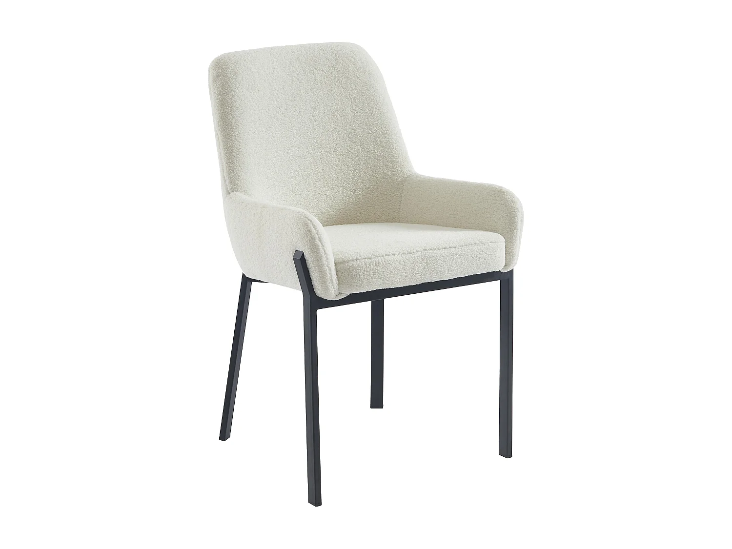 Stuhl mit Armlehnen 2er-Set - Bouclé-Stoff & Metall - Weiß - CAROLONA von Pascal MORABITO