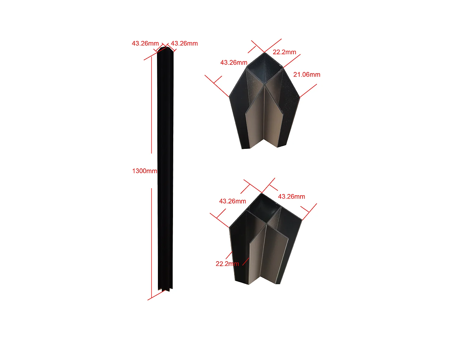 Poteau d'angle pour verrière atelier en aluminium thermolaqué 130 cm noir - BAYVIEW