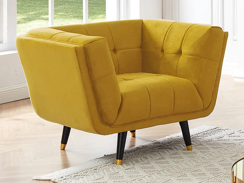 Sillón SAMANTHA II de terciopelo - Ocre