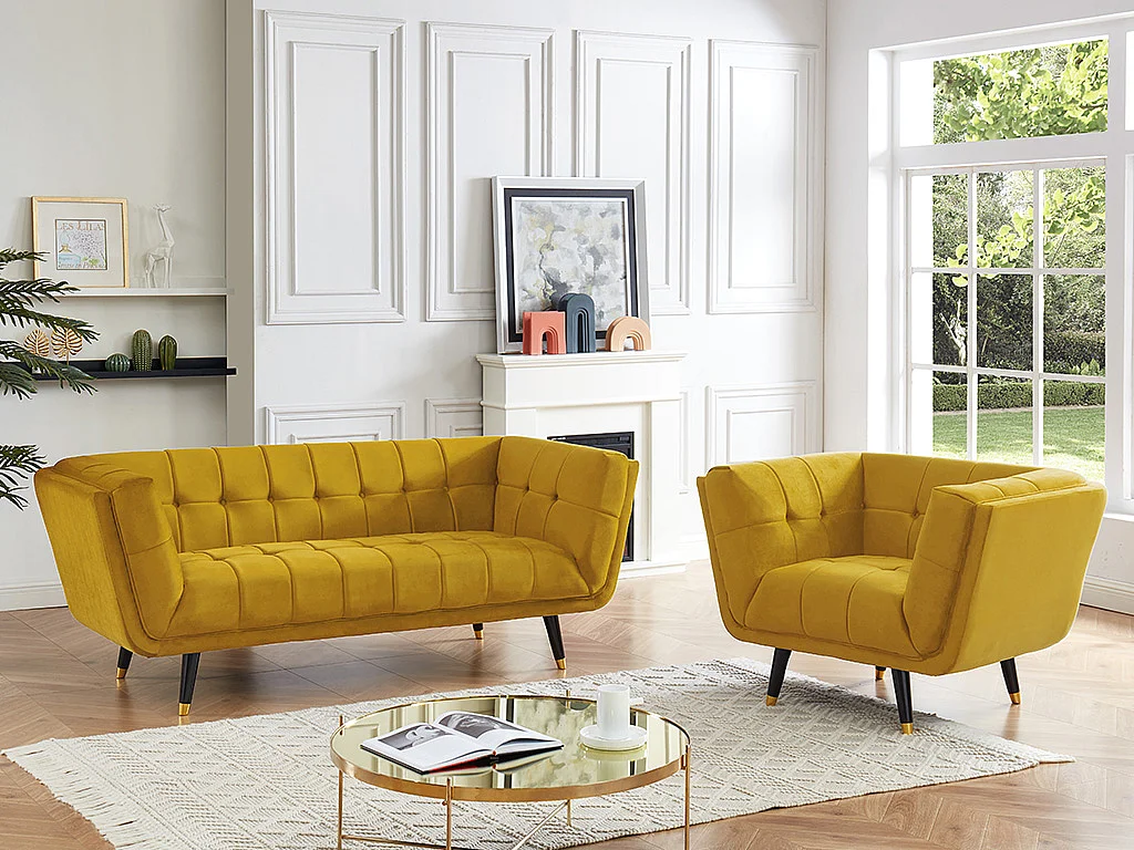 Fauteuil  SAMANTHA II en velours - Ocre