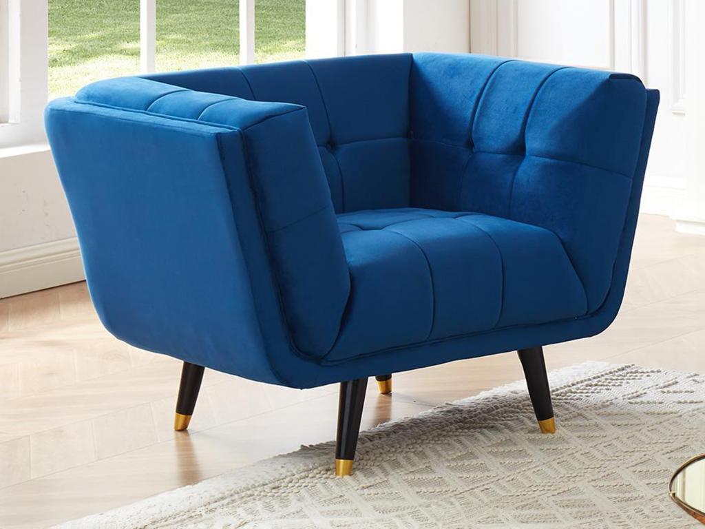 Fauteuil SAMANTHA II en velours - Bleu nuit