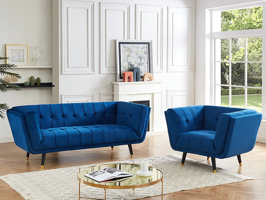 Sillón SAMANTHA II de terciopelo - Azul noche