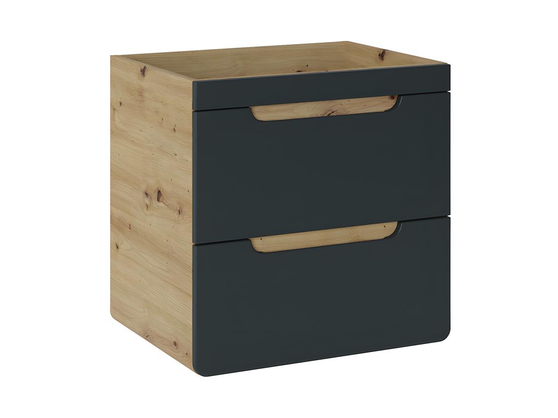 vente unique Meuble sous vasque suspendu coloris naturel et anthracite - 60 cm - ARUBA