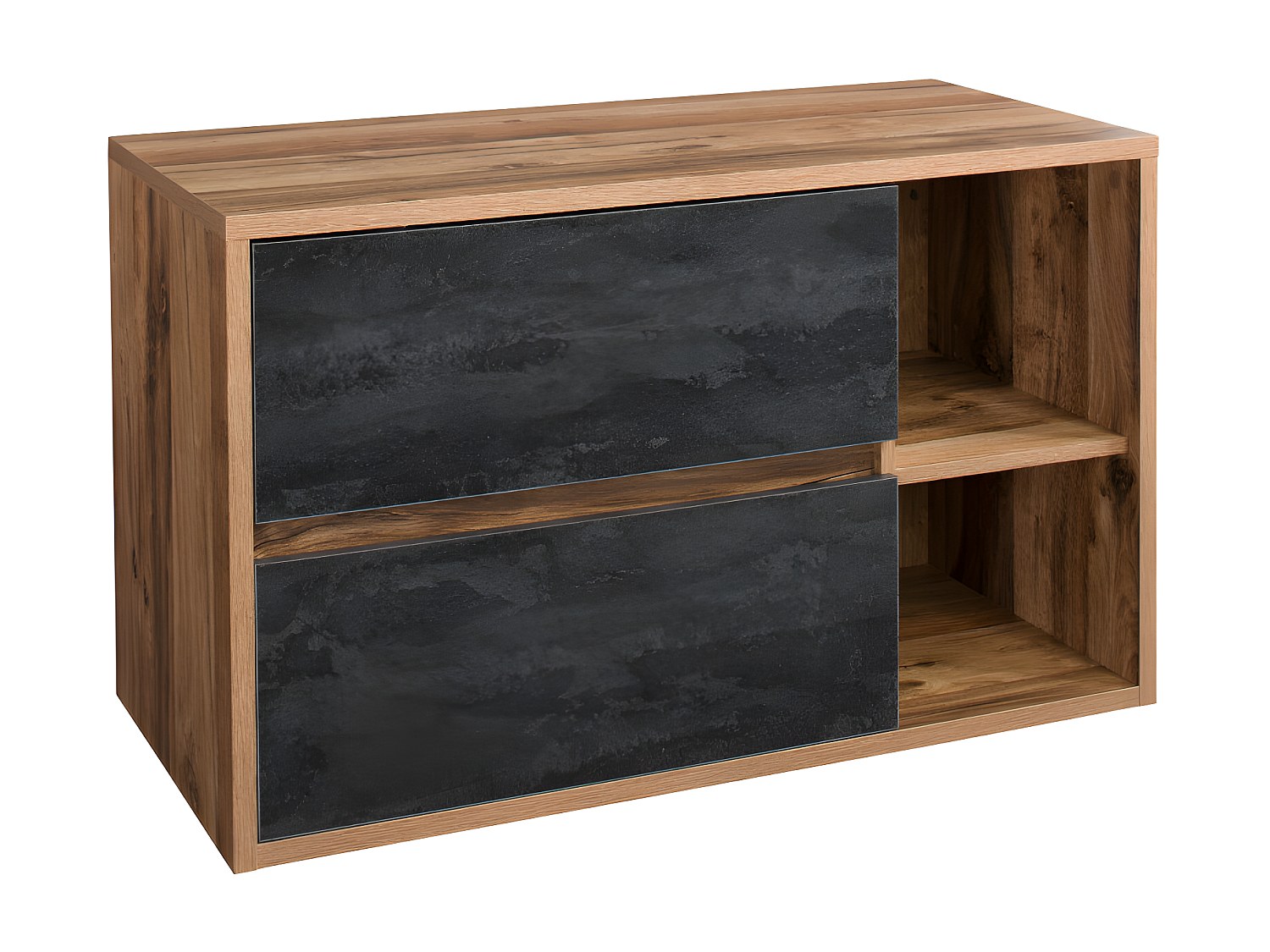 Waschbeckenunterschrank hängend - Naturfarben & Anthrazit - 100 cm - TIKITI günstig online kaufen