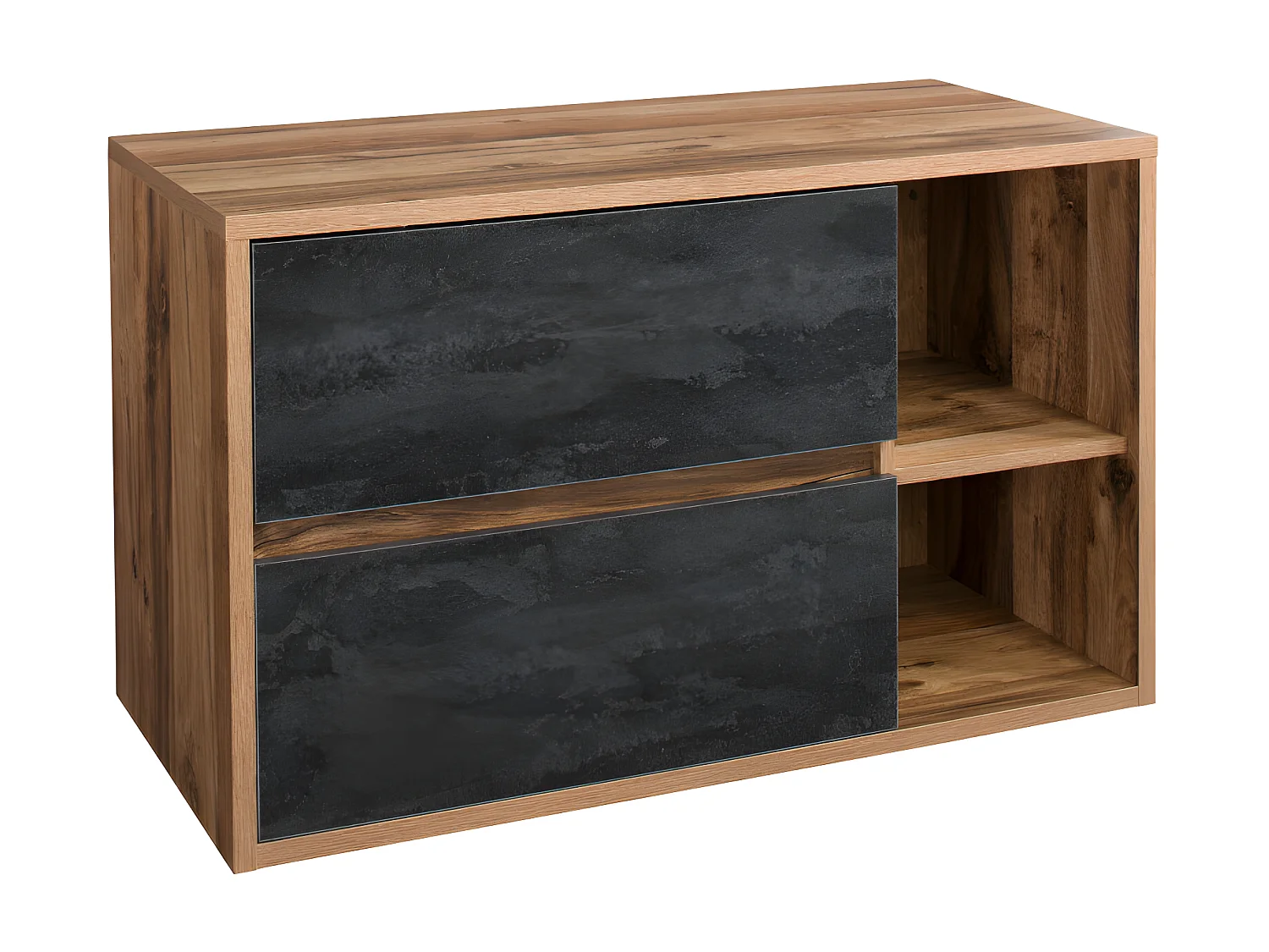 Meuble sous vasque suspendu coloris naturel et anthracite - 100 cm - TIKITIKI