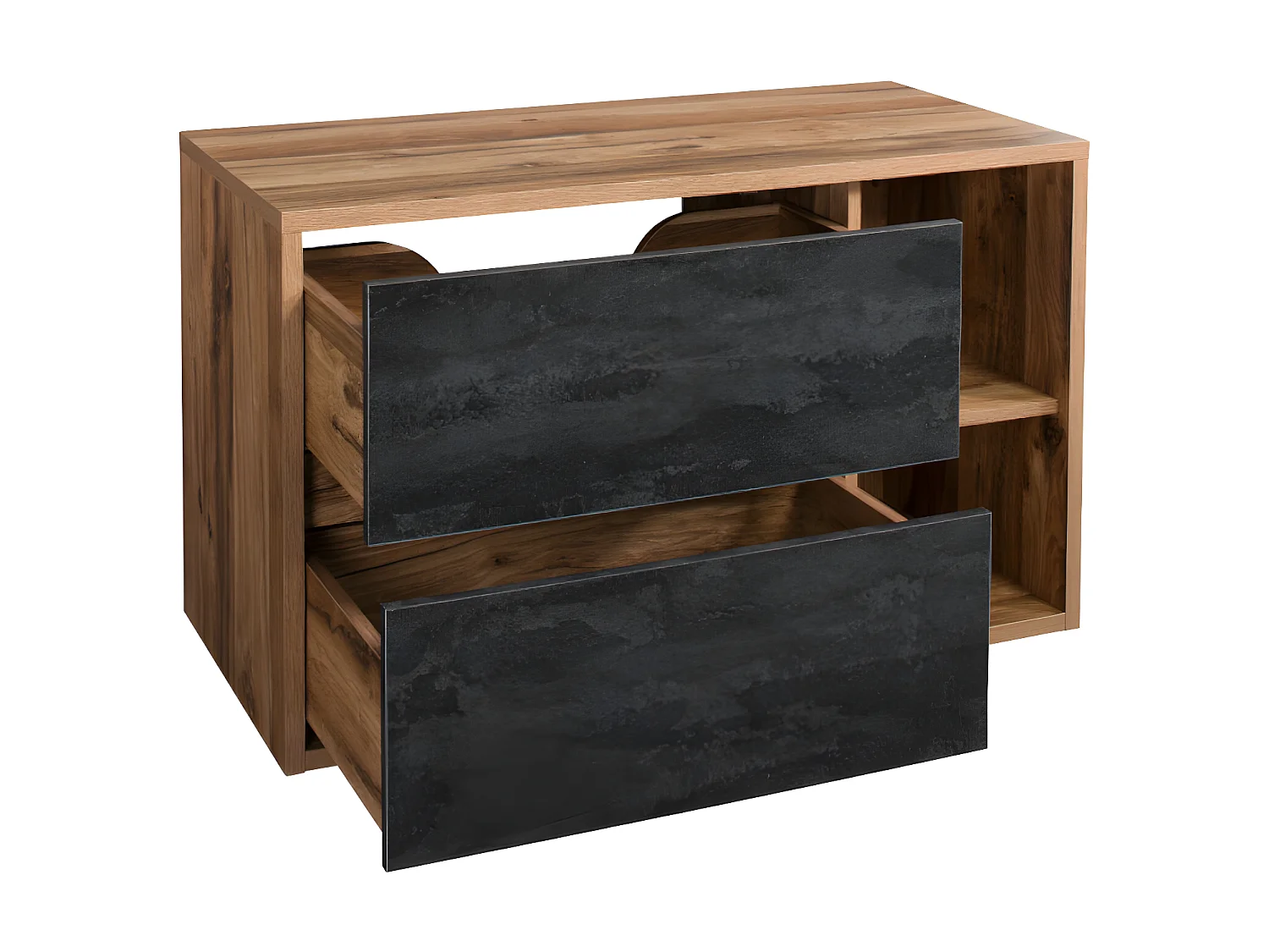 Meuble sous vasque suspendu coloris naturel et anthracite - 100 cm - TIKITIKI