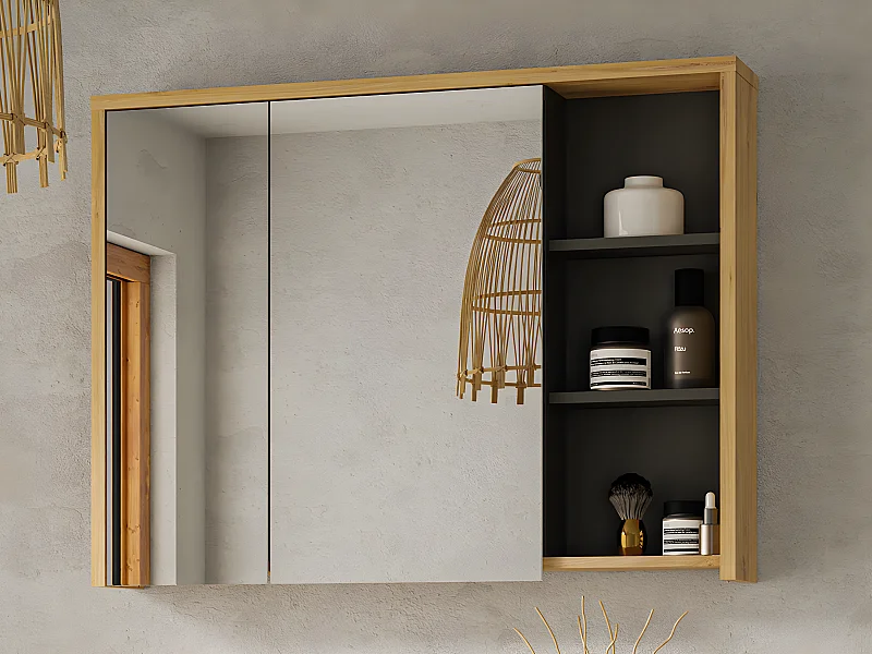 Badkamer muurkast - Naturel kleur - 100 cm - PURNAL