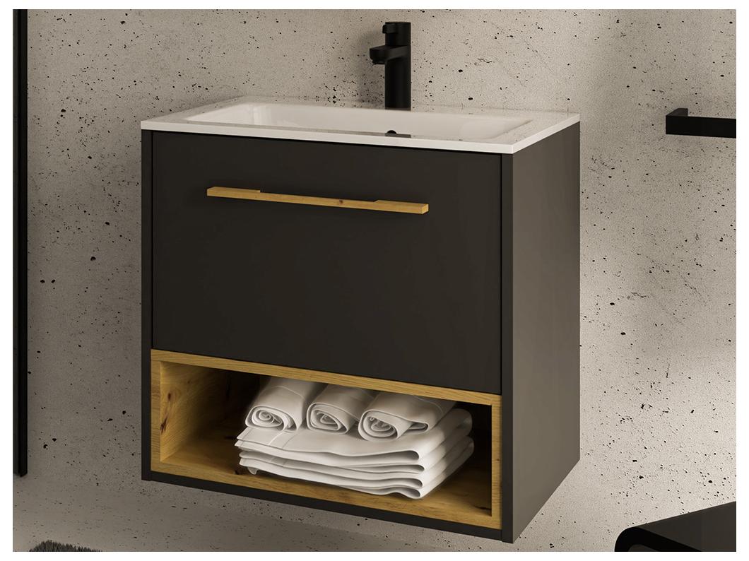 Mueble de lavabo suspendido antracita - 60 cm - YANGRA