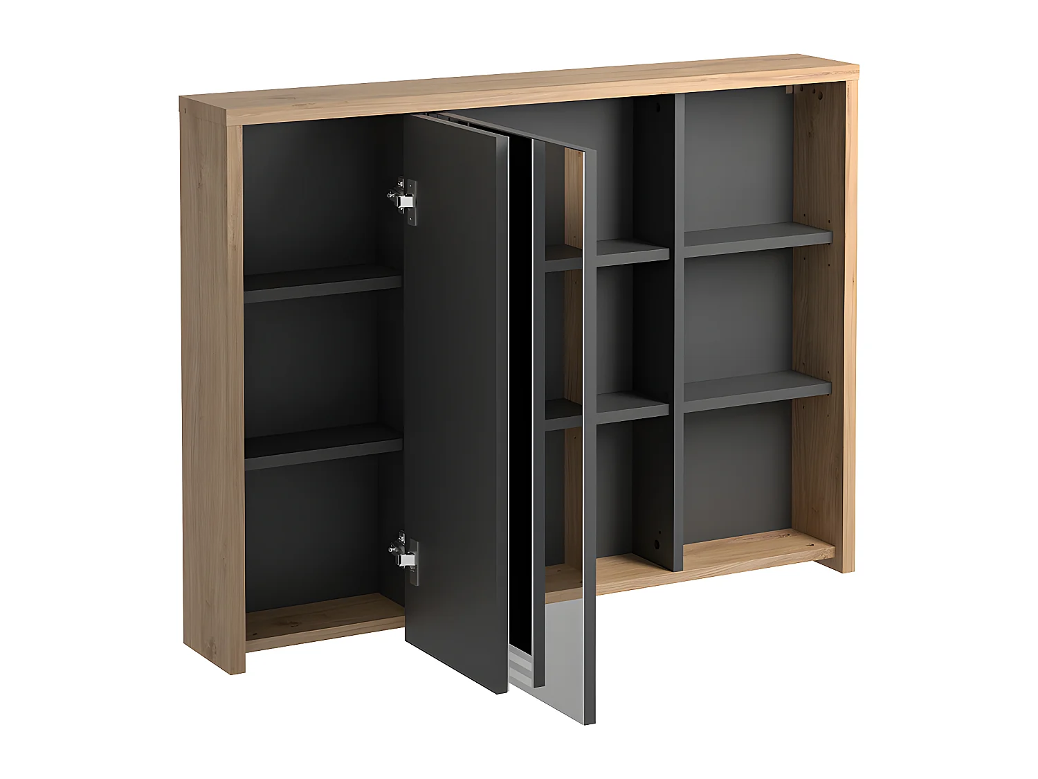 Meuble de salle de bain suspendu avec vasque carrée et armoire de toilette - coloris naturel - 100 cm - PURNAL