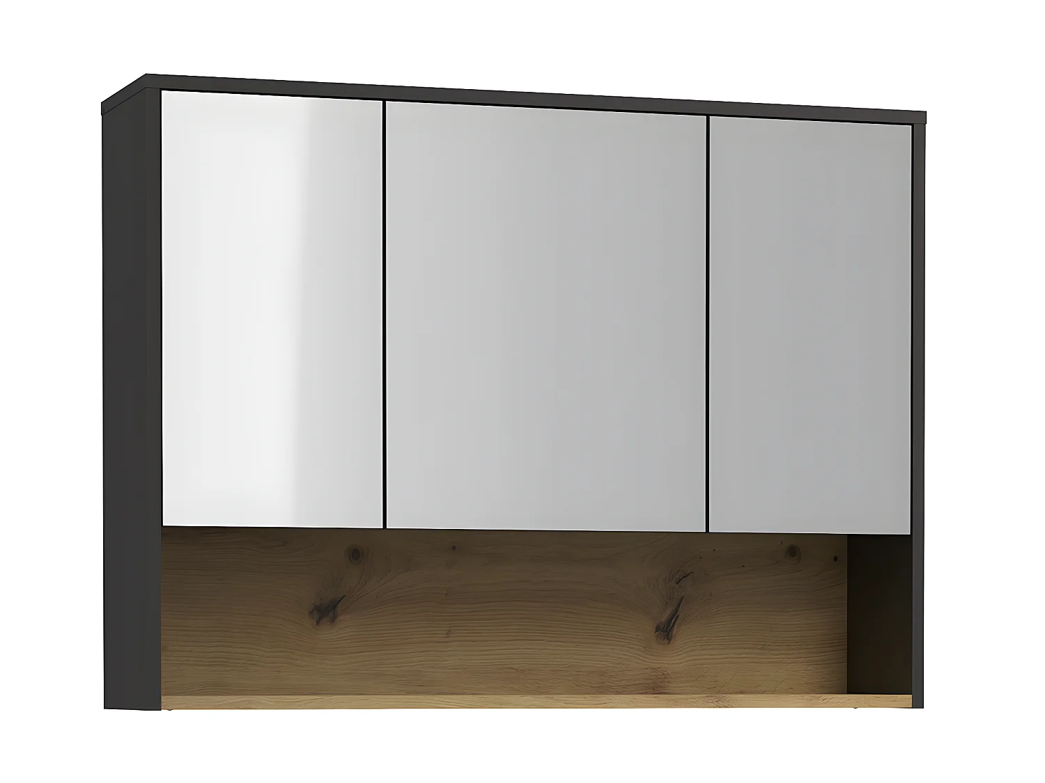 Waschbeckenunterschrank hängend mit Doppelwaschbecken & Spiegelschrank - 120 cm - Anthrazit - YANGRA