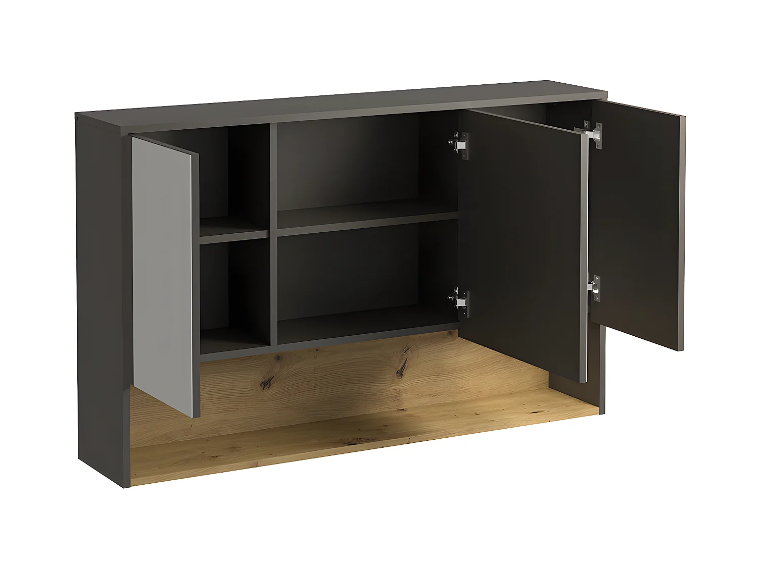 Waschbeckenunterschrank hängend mit Doppelwaschbecken & Spiegelschrank - 120 cm - Anthrazit - YANGRA