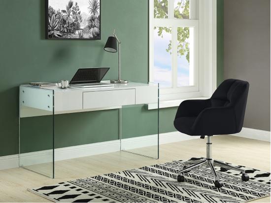 vente unique Chaise de bureau - Velours - Noir - Hauteur réglable - PEGA de Pascal Morabito