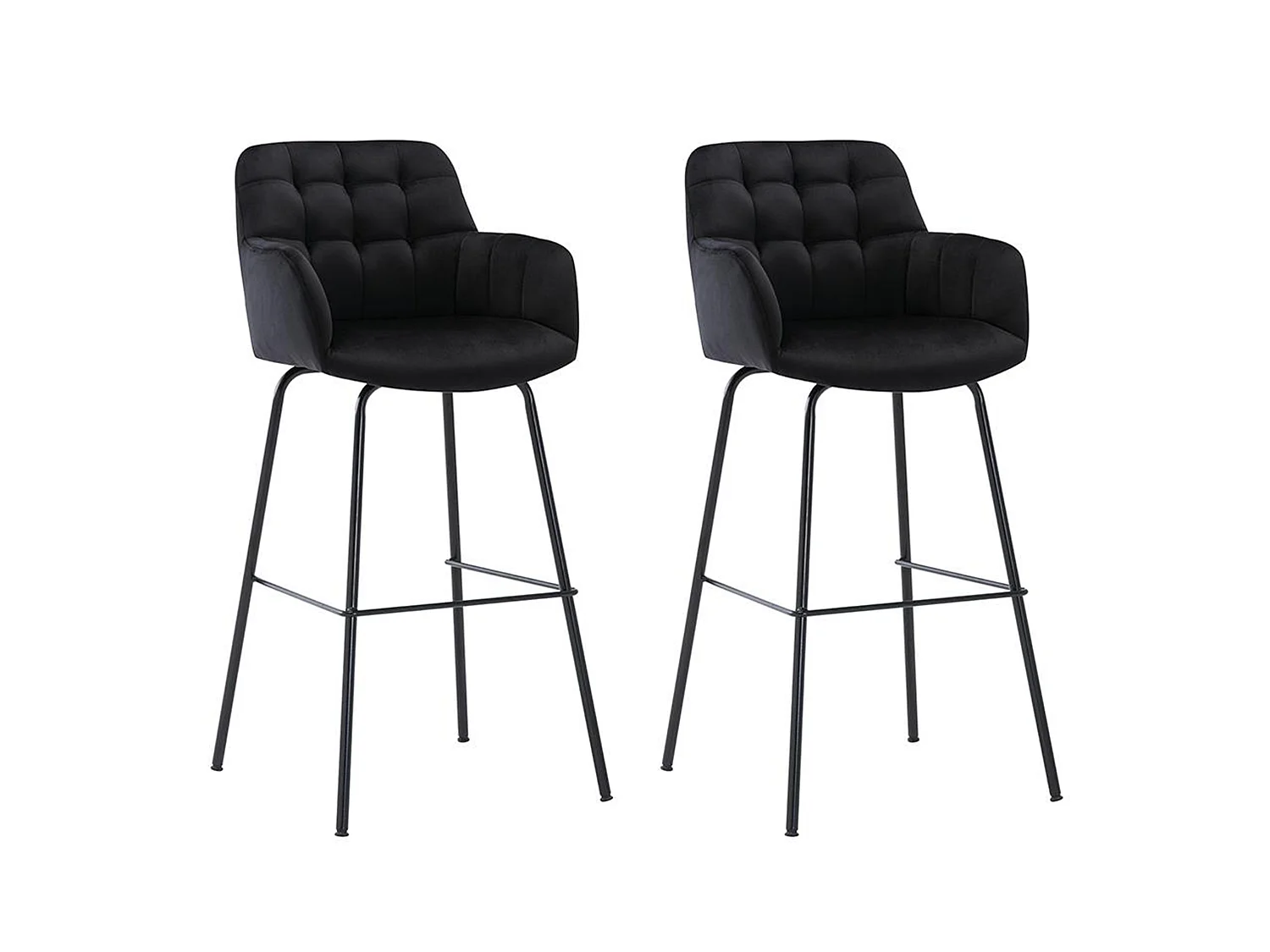 Lot de 2 tabourets de bar en velours et métal - Noir - PEGA de Pascal MORABITO