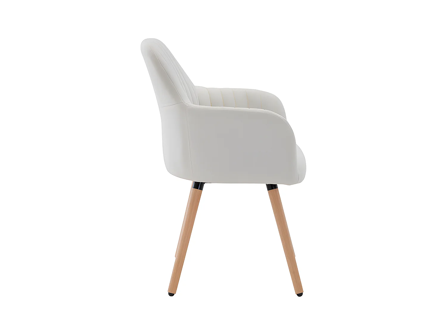 Stoel met armleuning - Stof en metaal met houteffect - Crèmekleur - ELEANA