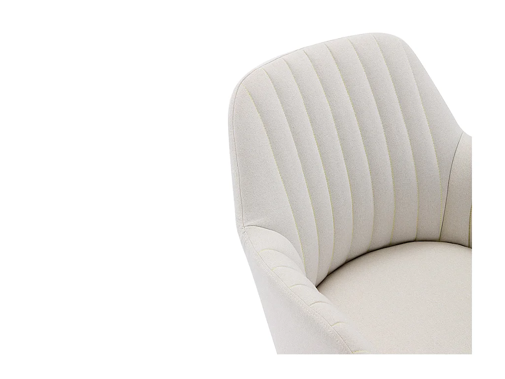 Stoel met armleuning - Stof en metaal met houteffect - Crèmekleur - ELEANA