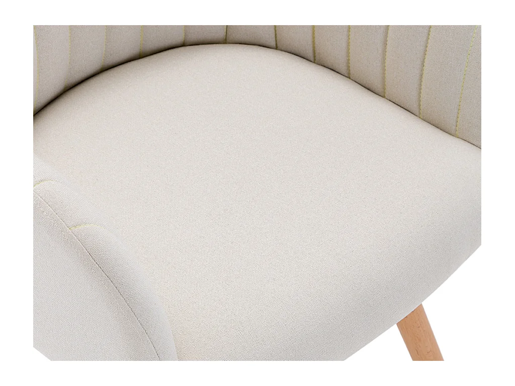 Stoel met armleuning - Stof en metaal met houteffect - Crèmekleur - ELEANA