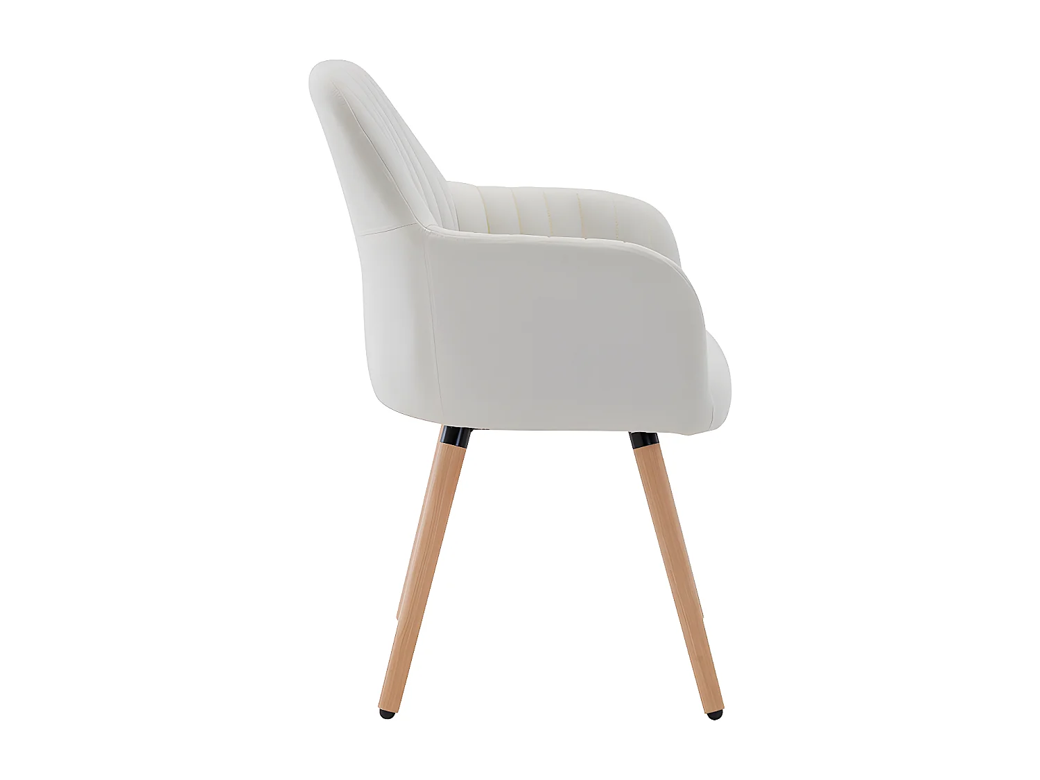 Chaise avec accoudoirs - Tissu et pieds bois de hêtre - Crème - ELEANA