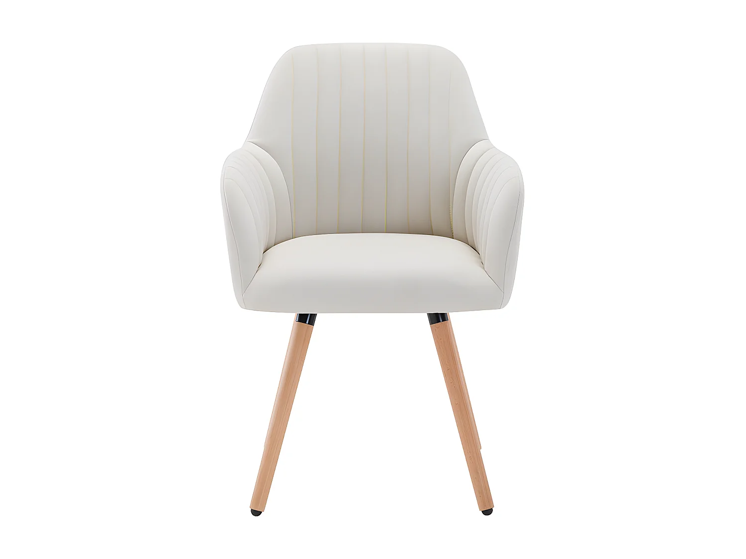 Chaise avec accoudoirs - Tissu et pieds bois de hêtre - Crème - ELEANA