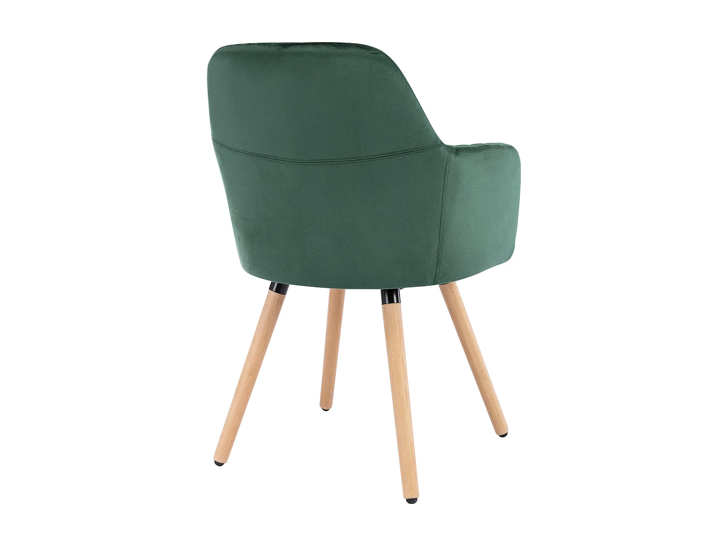 Chaise avec accoudoirs en velours et pieds bois de hêtre - Vert foncé - ELEANA