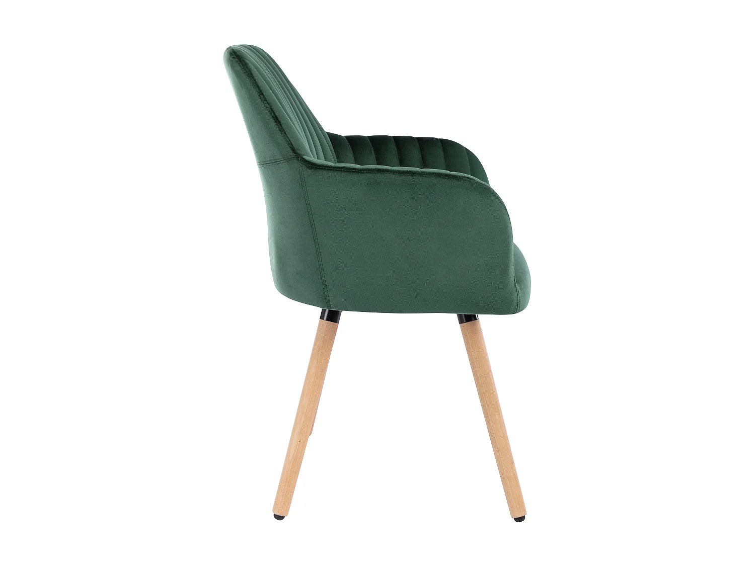 Chaise avec accoudoirs en velours et pieds bois de hêtre - Vert foncé - ELEANA