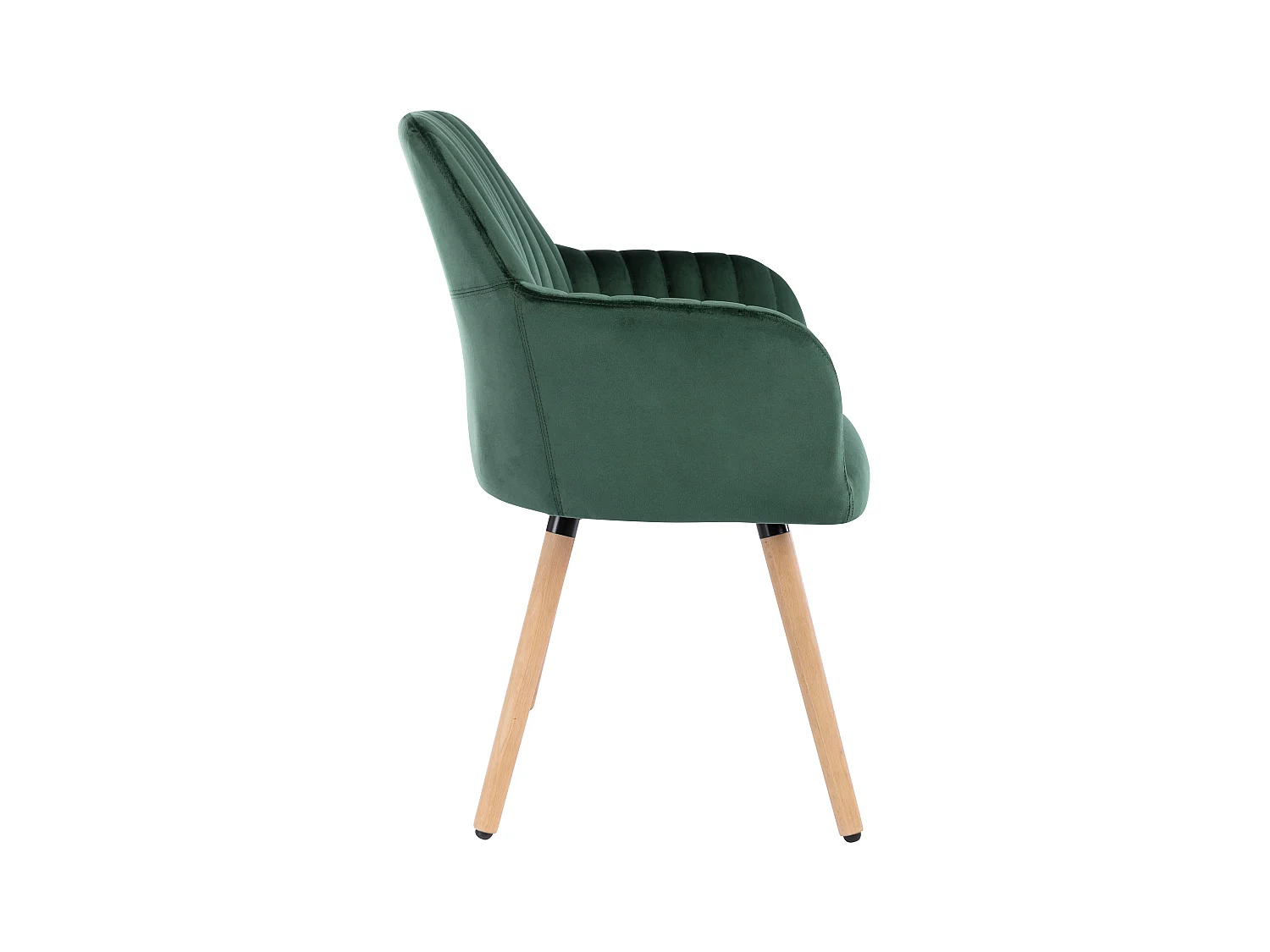 Stuhl mit Armlehnen - Samt & Metall in Holzoptik - Dunkelgrün - ELEANA