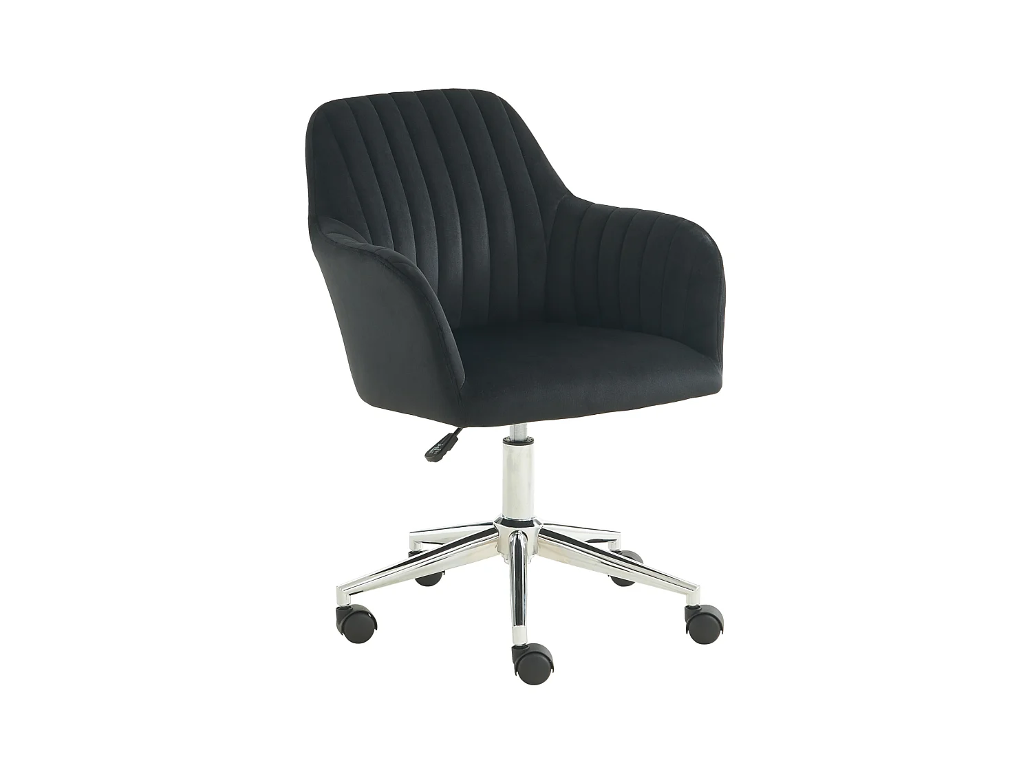 Silla de escritorio - Terciopelo - Negro - Altura ajustable - ELEANA