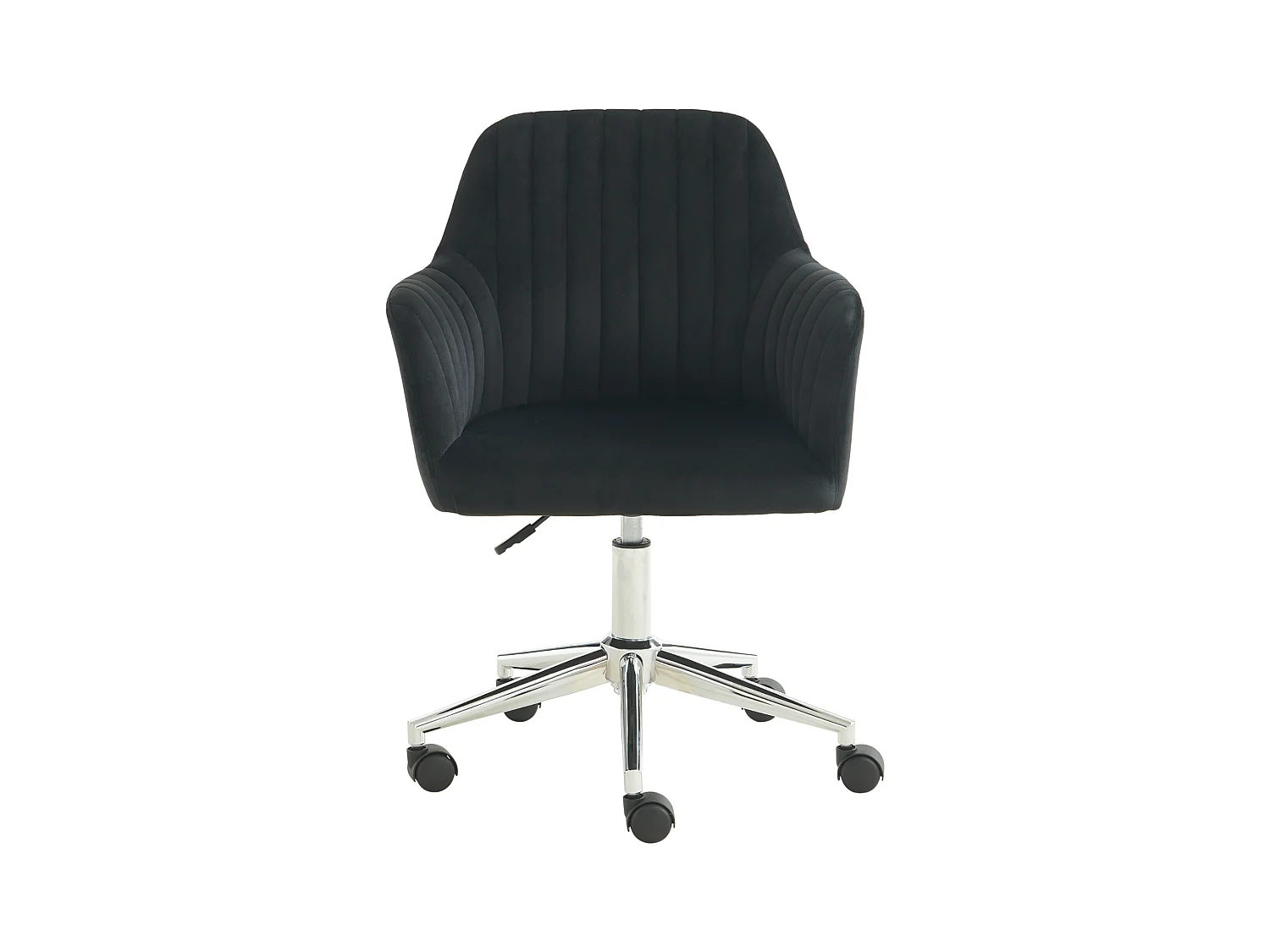 Silla de escritorio - Terciopelo - Negro - Altura ajustable - ELEANA
