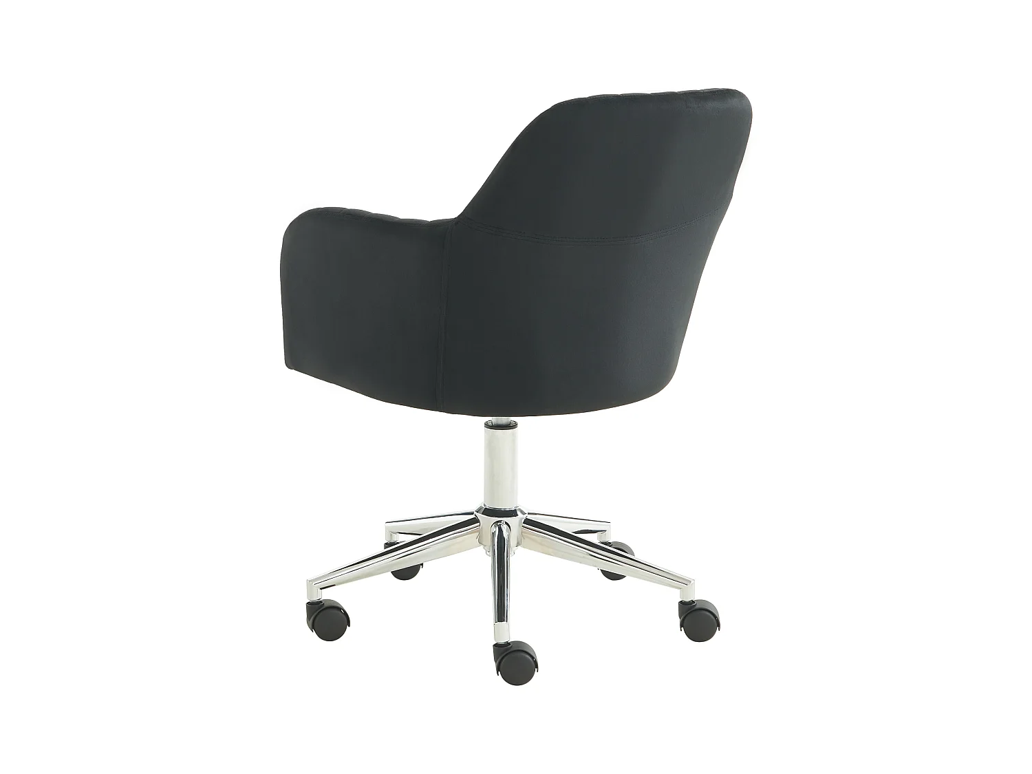 Silla de escritorio - Terciopelo - Negro - Altura ajustable - ELEANA