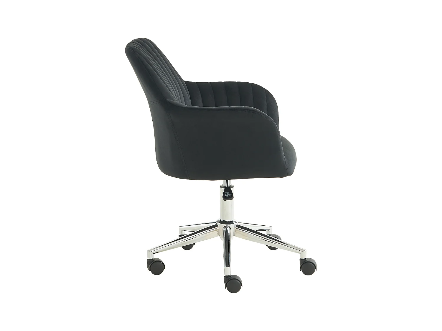 Silla de escritorio - Terciopelo - Negro - Altura ajustable - ELEANA