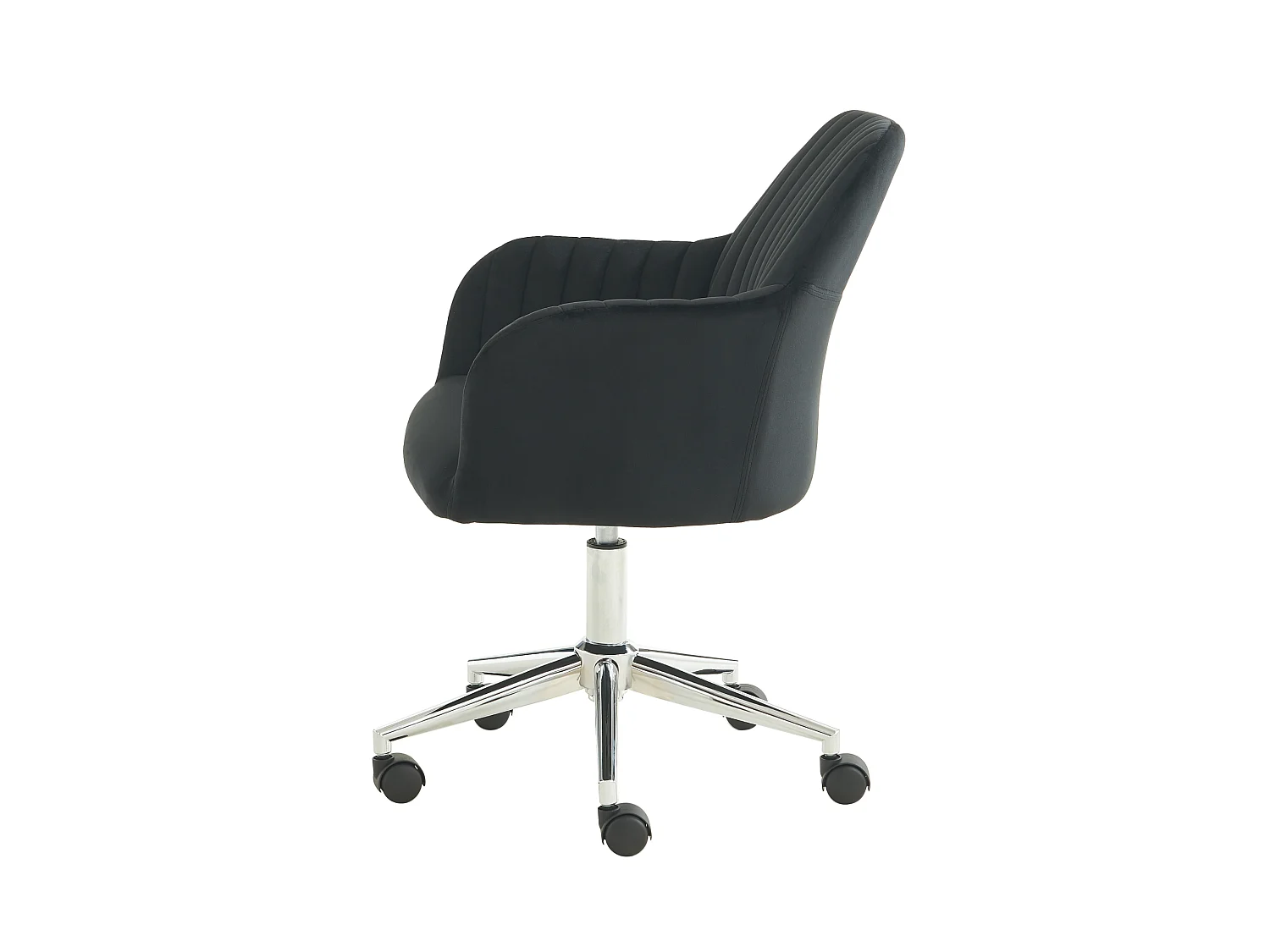 Silla de escritorio - Terciopelo - Negro - Altura ajustable - ELEANA