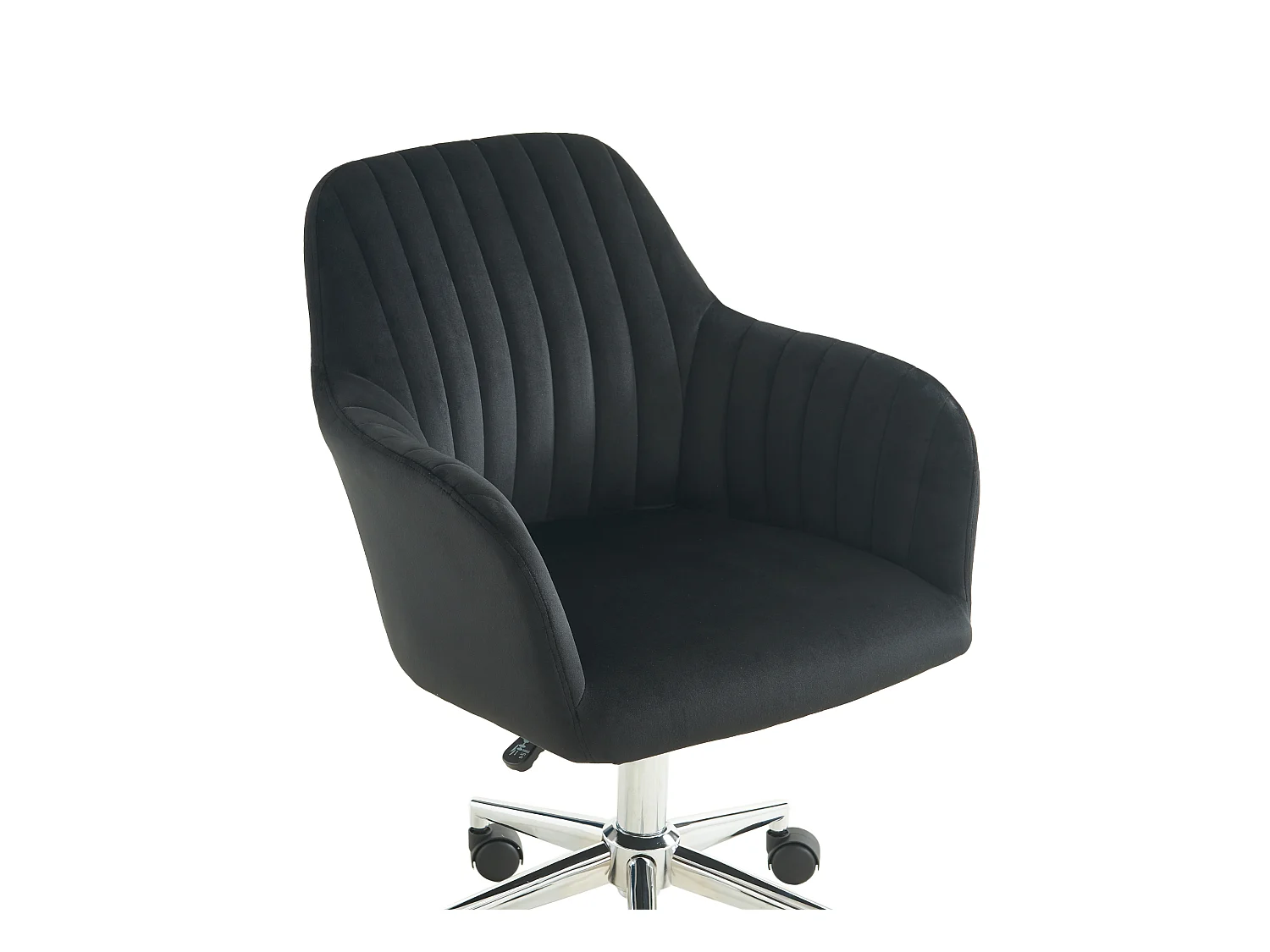 Silla de escritorio - Terciopelo - Negro - Altura ajustable - ELEANA