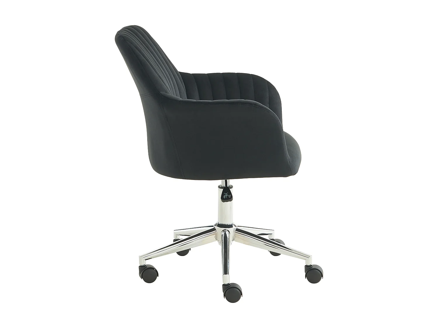 Chaise de bureau - Velours - Noir et argenté - Hauteur réglable - ELEANA