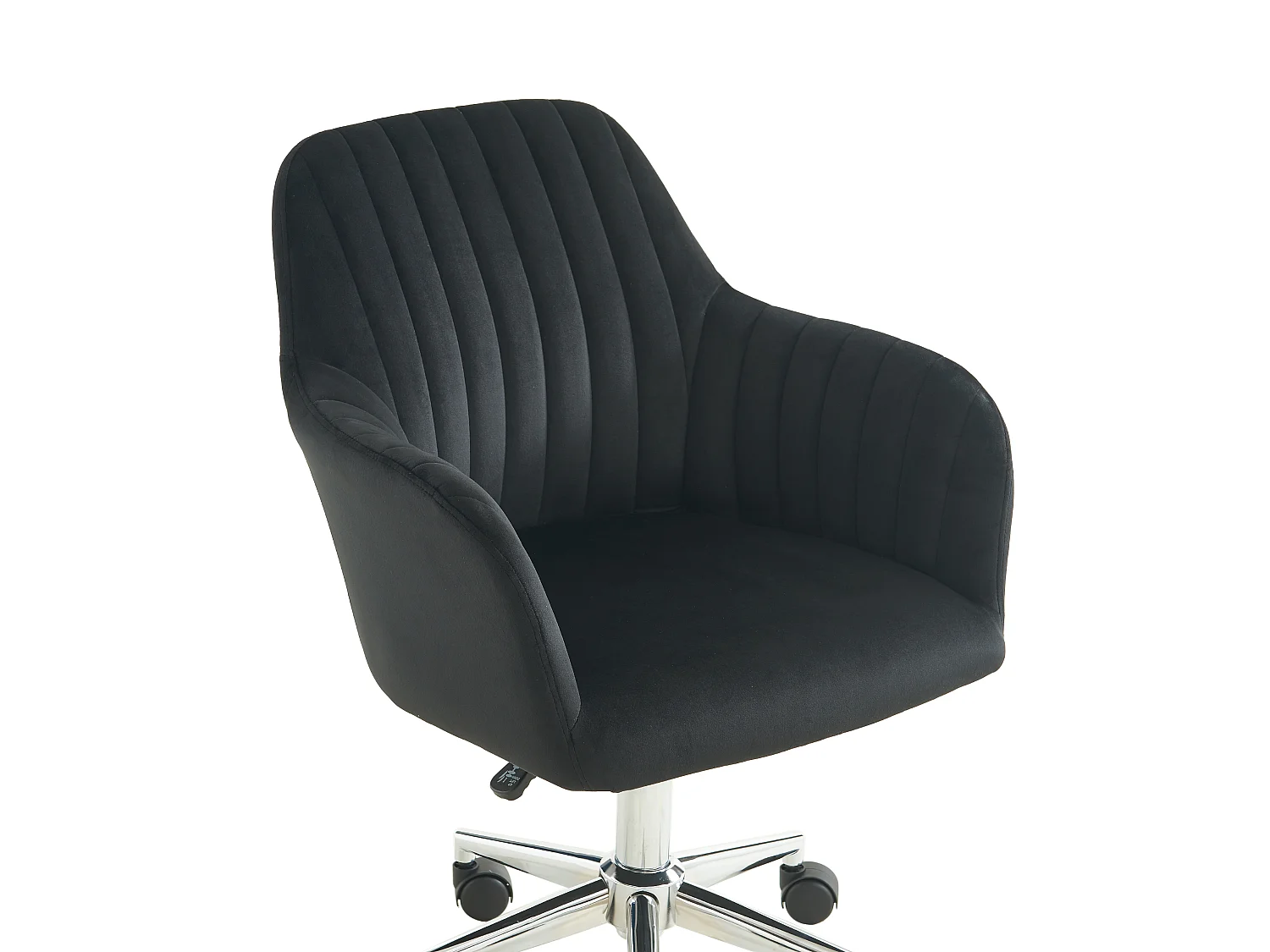 Chaise de bureau - Velours - Noir et argenté - Hauteur réglable - ELEANA