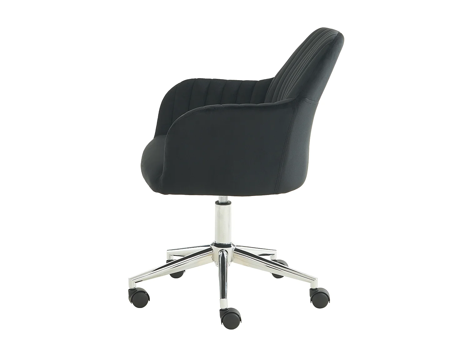 Chaise de bureau - Velours - Noir et argenté - Hauteur réglable - ELEANA