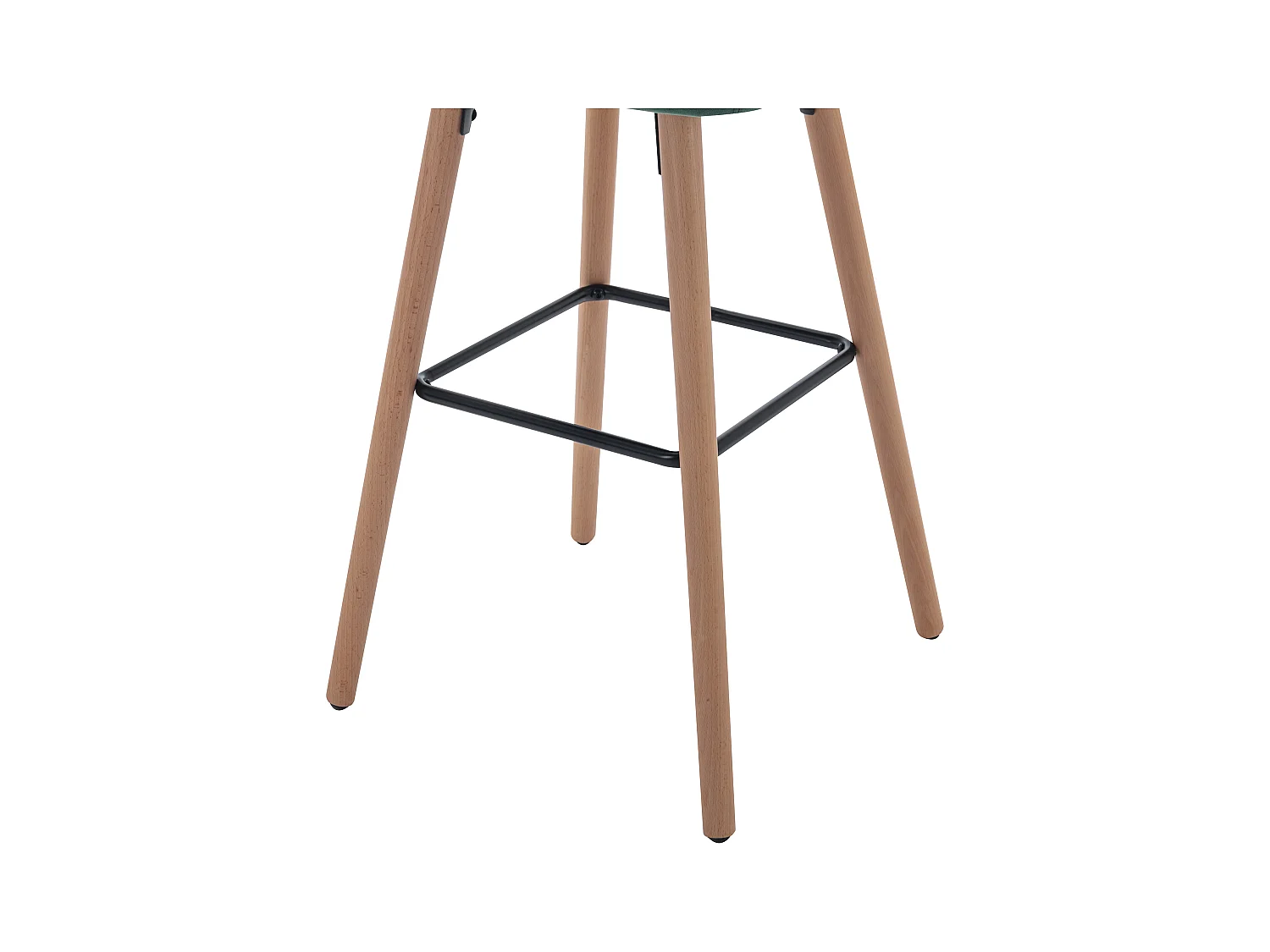 Lot de 2 tabourets de bar en velours et pieds bois de hêtre - Vert foncé - ELEANA